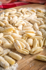 Fresh uncooked cavatelli pasta.