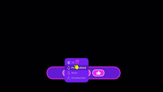 Like Subscribe Comment Button Animation with Zombie Pointer on Transparent Background in 4k Resolution