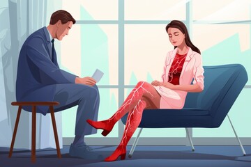 Fototapeta premium Visiting vascular surgeon doctor. Deep vein thrombosis, varicose