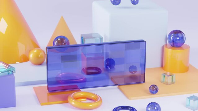 3D animation of abstract shapes for text display