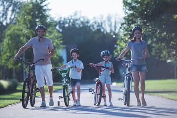 Family on bikes