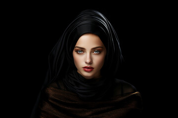 Naklejka premium Beautiful woman's face with an intense look to the camera
