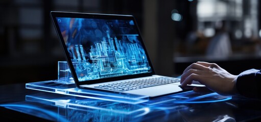 A person sits indoors, focused on the technology in their hands, as they use their laptop to explore the digital world