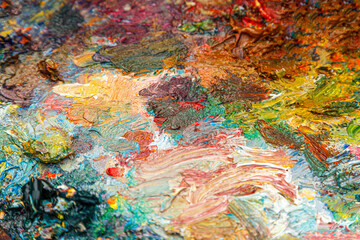 Fototapeta na wymiar painting palette with different colors of paint