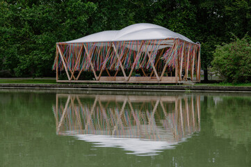 wooden terrace at the water