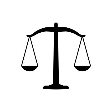 scales of justice.flat design icon illustration of weighing or light measuring scales object.vector black silhouette balance of justice