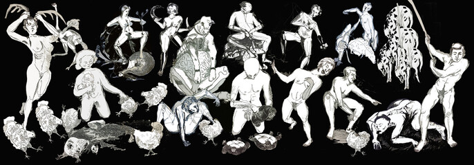 black and white background,Antroposen and posthuman