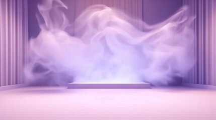 purple room scene filled with smoke. Generative Ai. 