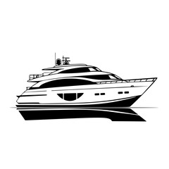 Vector Illustration of a yacht with lines drawing for logo,icon, black and white