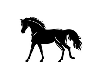 Obraz na płótnie Canvas Horse jumping, black and white vector illustration isolated on white background