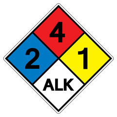 NFPA Diamond 704 2-4-1 ALK Symbol Sign, Vector Illustration, Isolate On White Background Label. EPS10