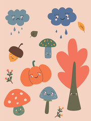 Cozy fall set with fall things and food