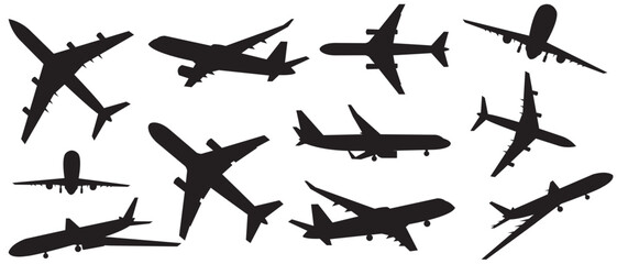 silhouettes of planes vector eps 10