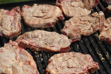 Grilled fresh pork chop, lightly fried