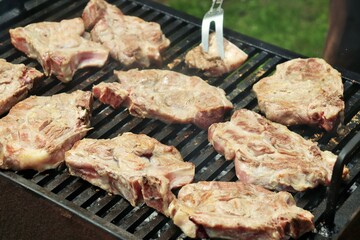 Grilled fresh pork chop, lightly fried