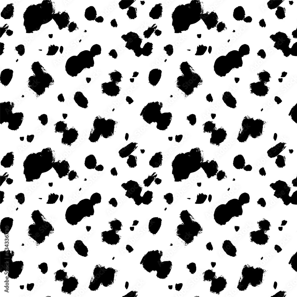 Poster abstract wild animal skin seamless pattern. hand drawn vector black spots, blots and splotches. dalm