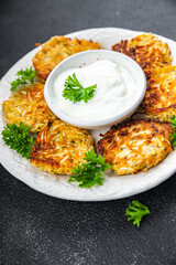potato cutlet draniki vegetable food hash brown meal food snack on the table copy space food background rustic top view