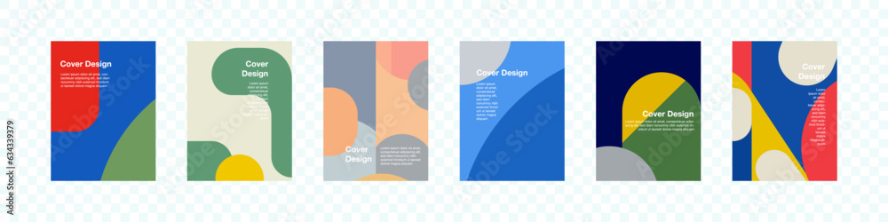 Poster Abstract  geometric pattern background, vector minimal geometry poster with circle, triangle and square lines art design. Colored pattern background, posters set