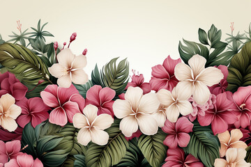 Frangipani flowers floral background with copy space