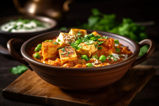 Matar Paneer peas and cooked cottage cheese Indian food