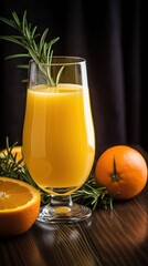 Fototapeta premium Citrus Bliss Glass of Sweet and Tangy Orange Juice Served with a Zestful Twist, a Burst of Refreshing Flavor