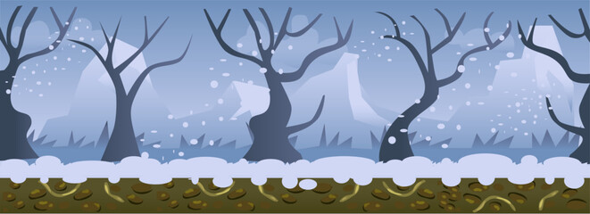 Snowy Forest Landscape Game Background and Wallpaper