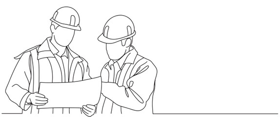 Building Construction worker line art style vector illustration