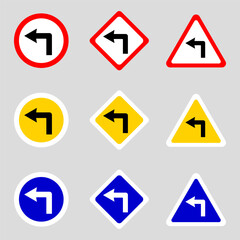 Turn left sign. Vector illustration.