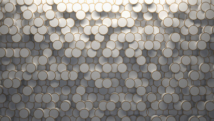 Abstract 3D Wall Background with White / Gold Circles - 8k