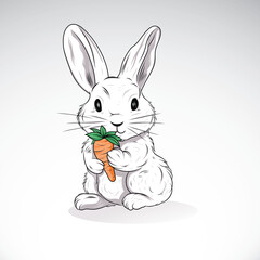 Fototapeta premium Vector cartoon of a Rabbit carrying a cute carrot