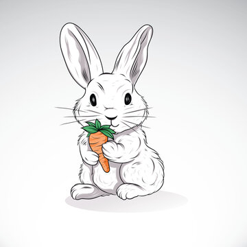 Vector cartoon of a Rabbit carrying a cute carrot