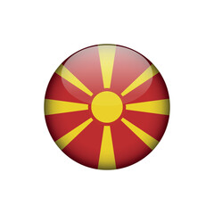 North Macedonia Flag Circle Button Vector Template