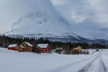 Vikran Mountains and Village in Norway - 634346903