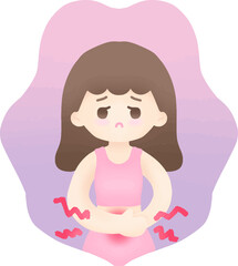 Woman having menstrual pain illustration