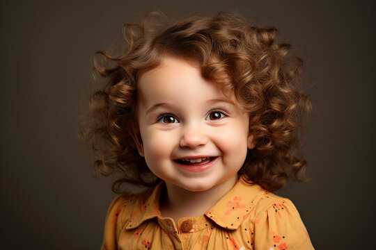 Generative AI closeup picture with adorable cute little kid baby toddler age smiling overjoyed