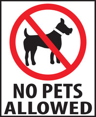 No pets allowed here warning sign notice vector