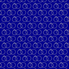 Seamless pattern with silver rings on a blue background. Silver wedding. Template for the design of paper, wedding gifts, packaging, packages, wallpapers. Digital illustration.