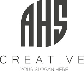 AHS letter logo design. Monogram Letter logo design.
