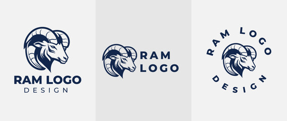Ram head logo, Abstract vector horns ram animal sheep logo, icon Aries, sign goat. Design template premium brand business, graphic badge company. - obrazy, fototapety, plakaty