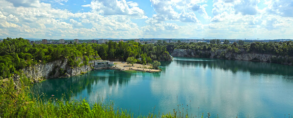 Panorama. Bathing resort in Zakrzówek in Krakow. A place of rest and recreation for Cracovians...