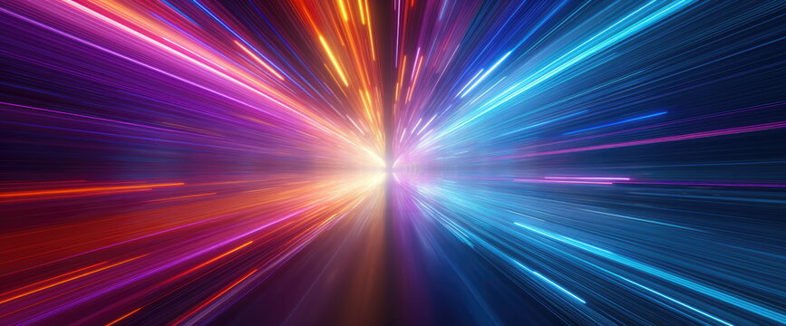 Light speed, hyperspace, space warp background. colorful streaks of light gathering towards the event horizon. Hand edited Generative AI. 