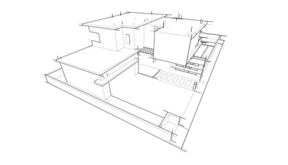Architectural sketch of modern house