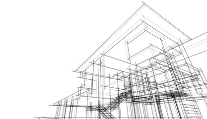 Architectural sketch of modern house