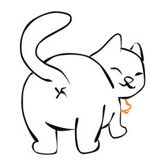 Showing Ass Cat International Cat Day Pet Cute Animal Illustration Element decoration character