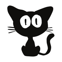 Lovely Black Cat International Cat Day Pet Cute Animal Illustration Element decoration character