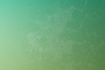 Map of the streets of Maseru (Lesotho) made with white lines on yellowish green gradient background. Top view. 3d render, illustration