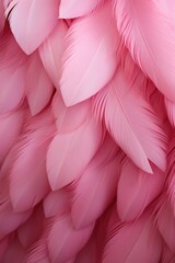 Beautiful multicolour flamingos feathers background in pastel pink and purple colors. Closeup vertical image of colorful fluffy feather. Minimal abstract composition with place for text. Copy space