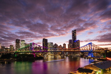 Story Bridge and Brisbane Skyline in Australia