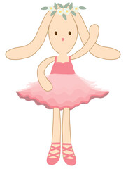 A ballerina bunny in pink dress dancing 