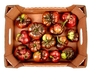 tomatoes in a wooden box